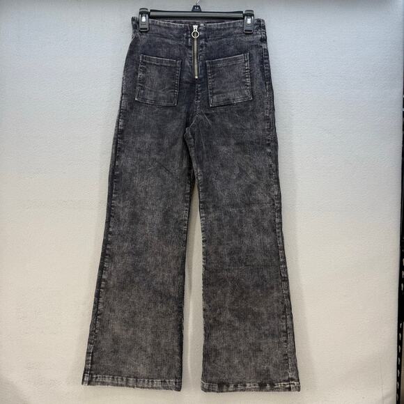 POL Pants - Pol by Anthropologie Corduroy Pants Women's S Black Patch Pockets Wide Flare Leg
